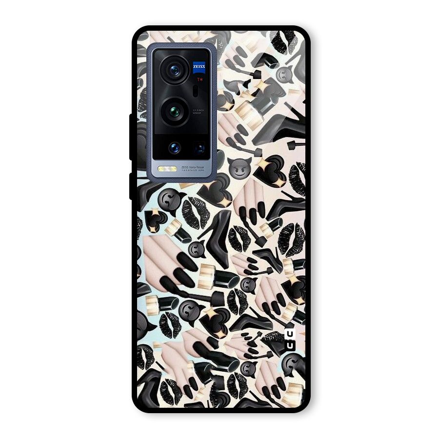All Black Love Glass Back Case for Vivo X60 Pro Plus