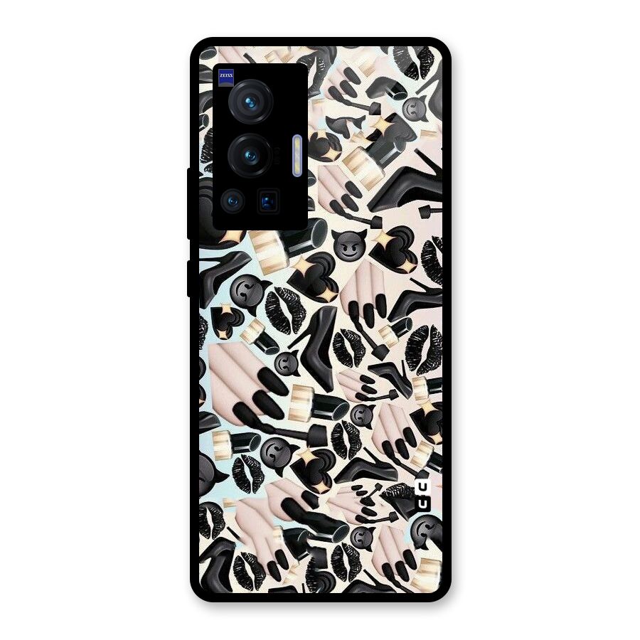All Black Love Glass Back Case for Vivo X70 Pro