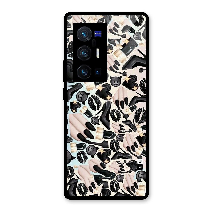 All Black Love Glass Back Case for Vivo X70 Pro Plus