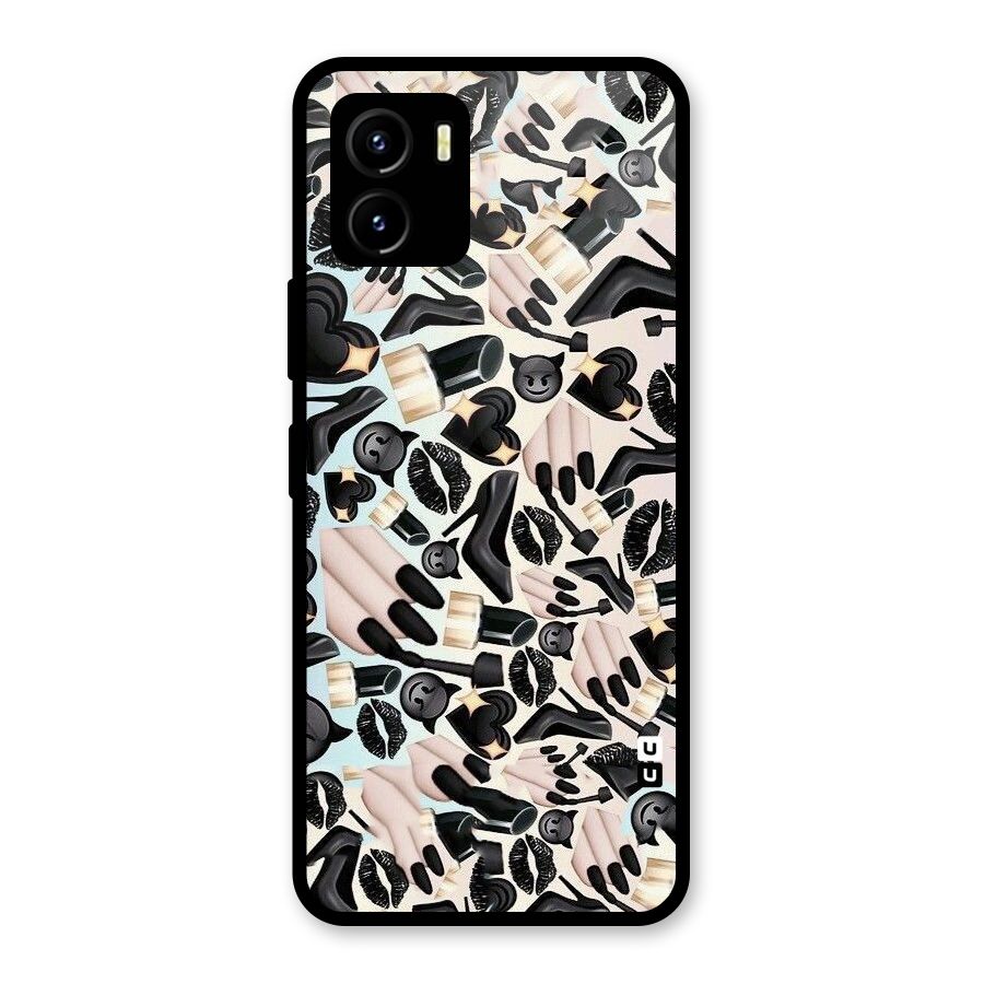 All Black Love Glass Back Case for Vivo Y15s