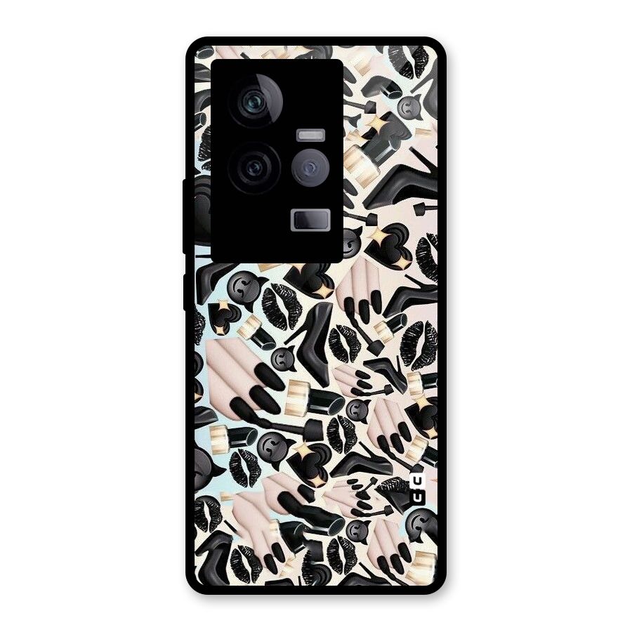 All Black Love Glass Back Case for Vivo iQOO 11 5G