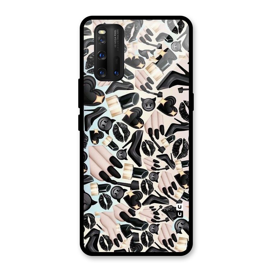 All Black Love Glass Back Case for Vivo iQOO 3