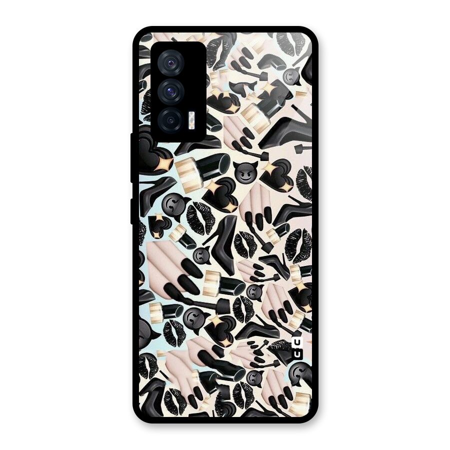All Black Love Glass Back Case for Vivo iQOO 7 5G