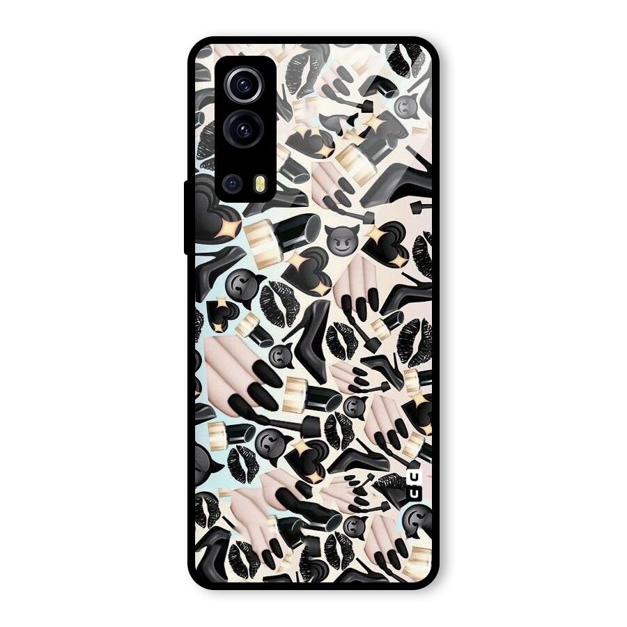 All Black Love Glass Back Case for Vivo iQOO Z3