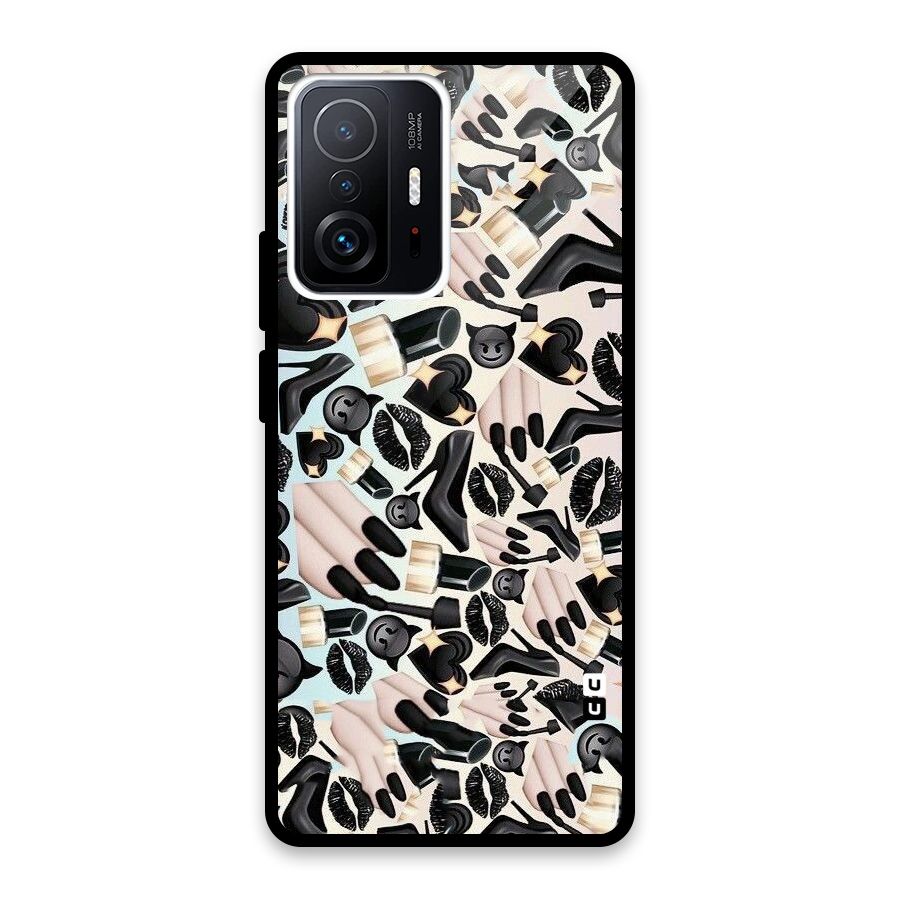 All Black Love Glass Back Case for Xiaomi 11T Pro