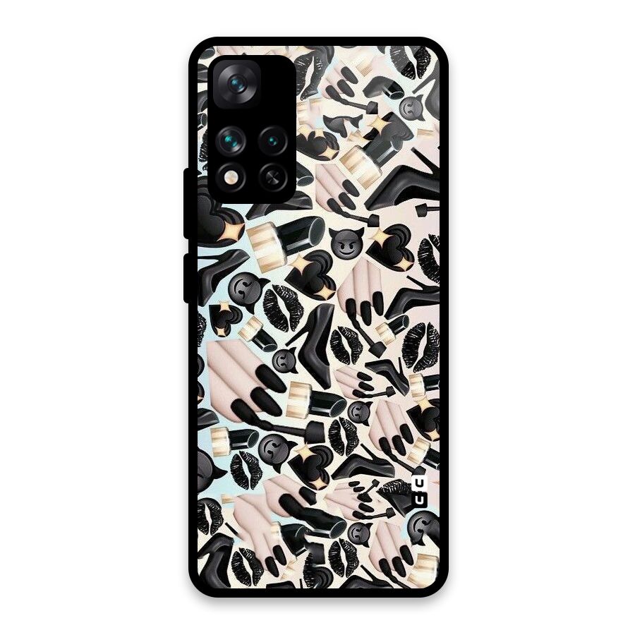All Black Love Glass Back Case for Xiaomi 11i HyperCharge 5G