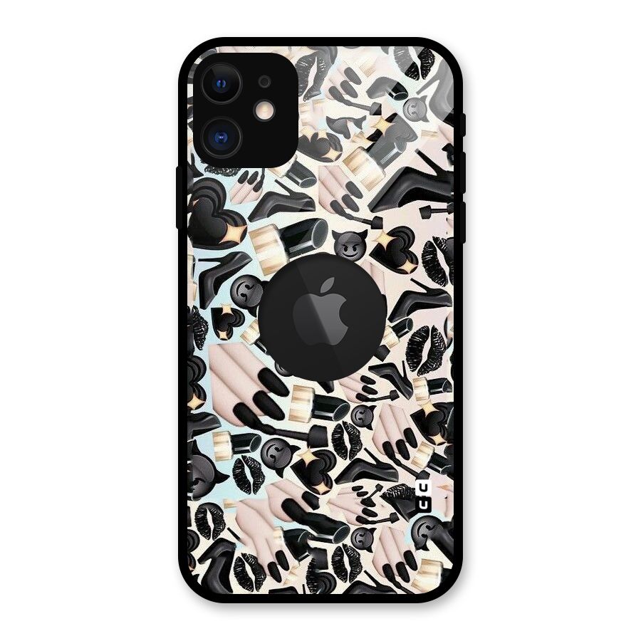 All Black Love Glass Back Case for iPhone 11 Logo Cut