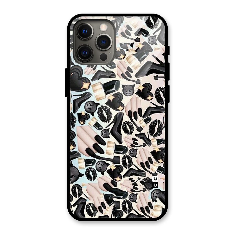 All Black Love Glass Back Case for iPhone 12 Pro Max
