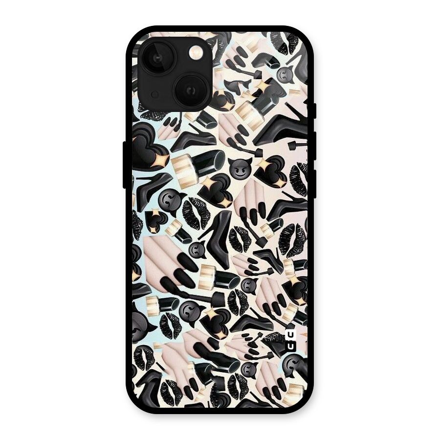 All Black Love Glass Back Case for iPhone 13
