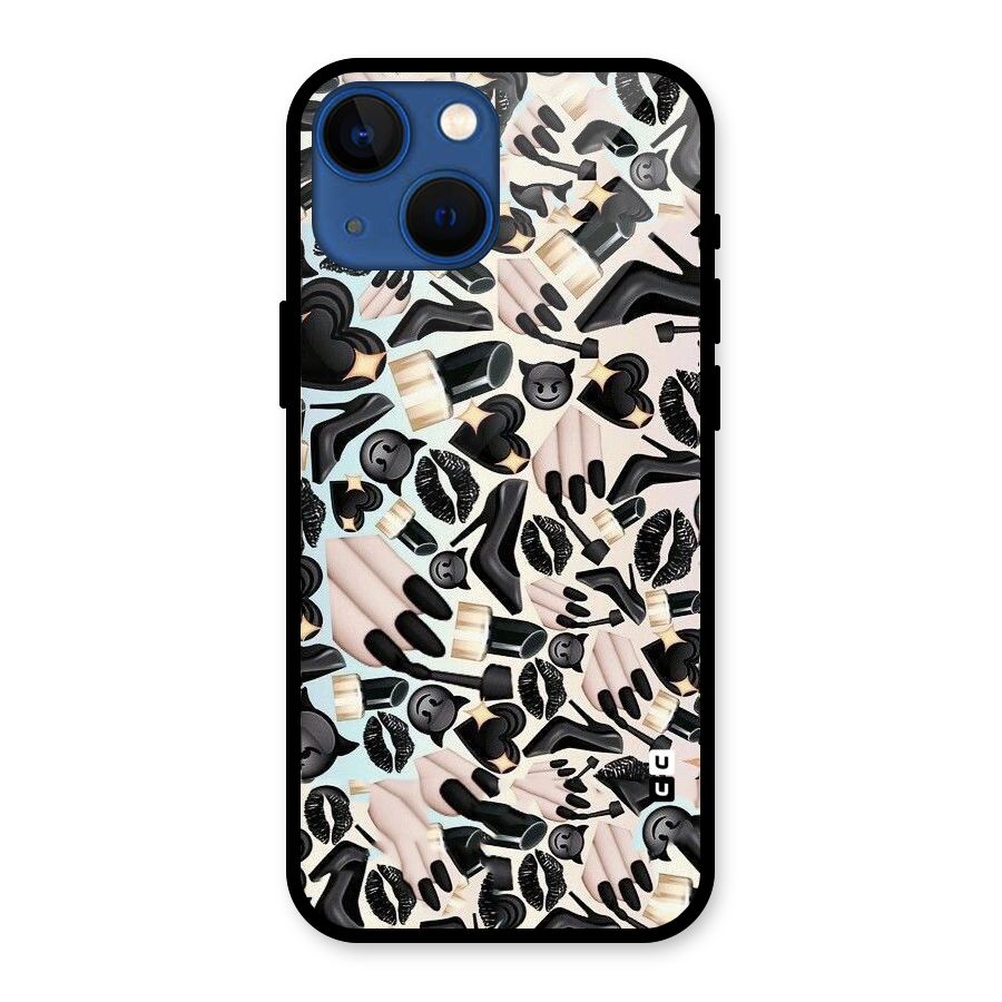 All Black Love Glass Back Case for iPhone 13 Mini
