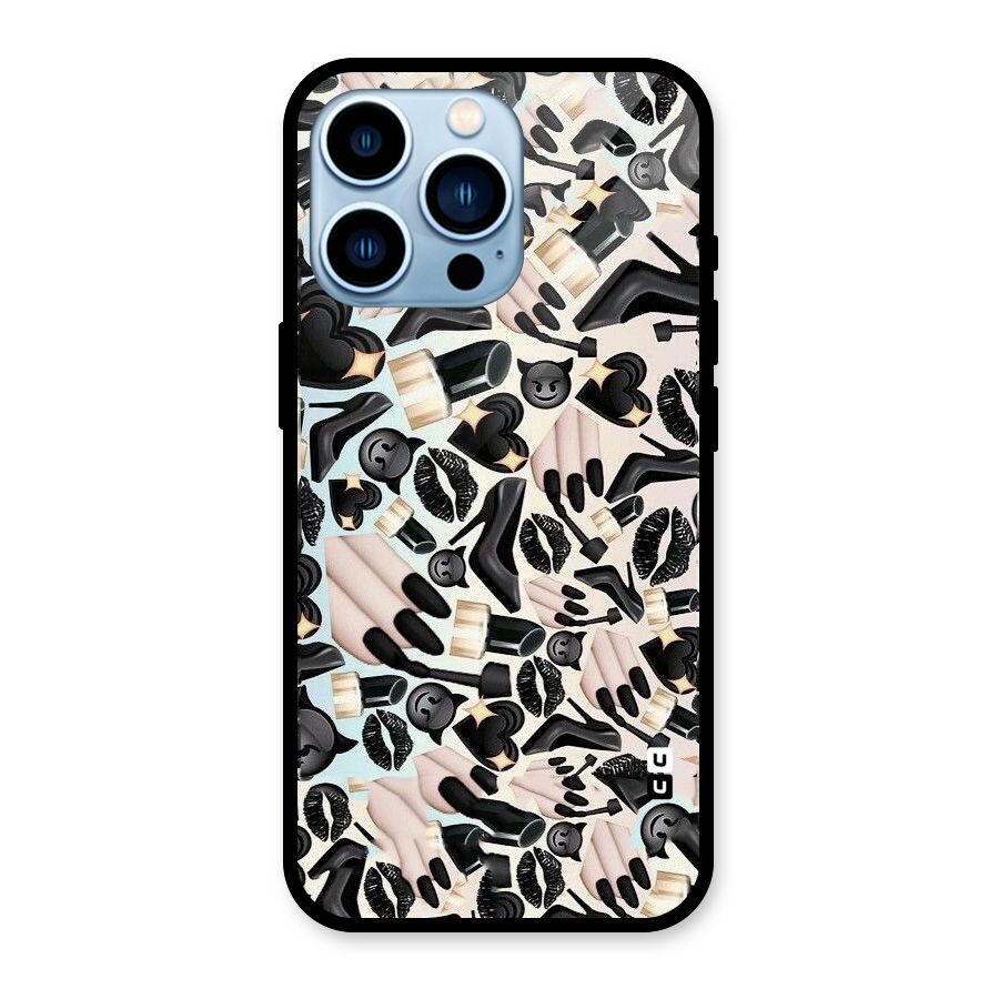 All Black Love Glass Back Case for iPhone 13 Pro