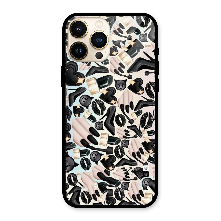 All Black Love Glass Back Case for iPhone 13 Pro Max