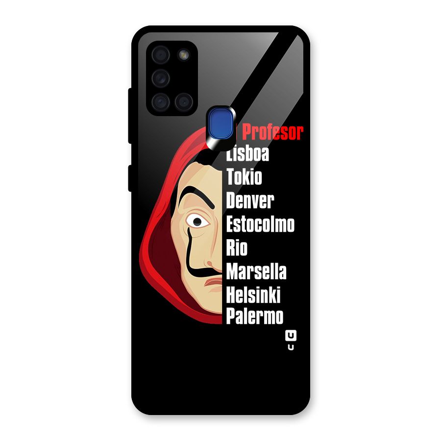 All Members Money Heist Glass Back Case for Galaxy A21s