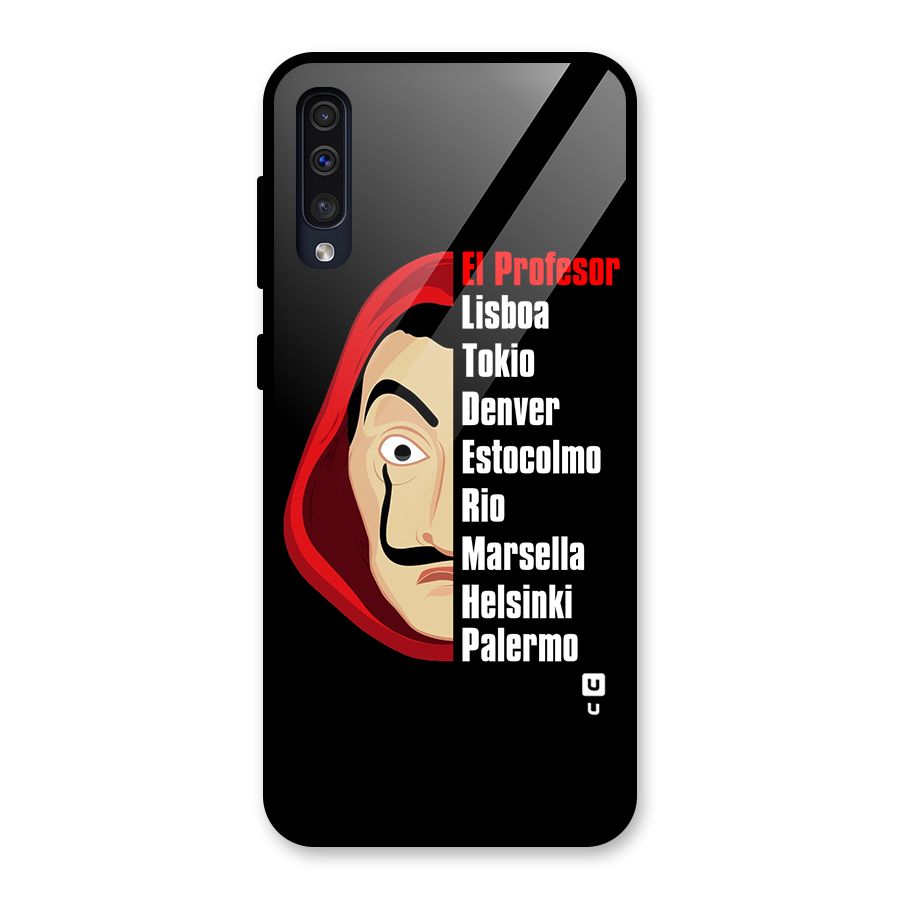 All Members Money Heist Glass Back Case for Galaxy A50