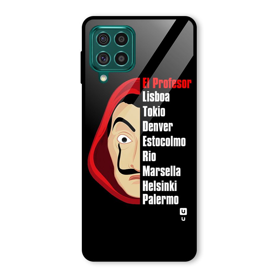 All Members Money Heist Glass Back Case for Galaxy F62