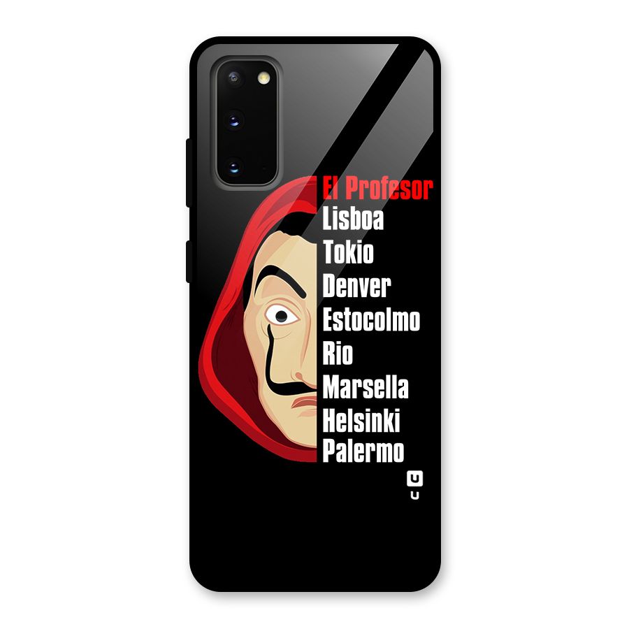 All Members Money Heist Glass Back Case for Galaxy S20