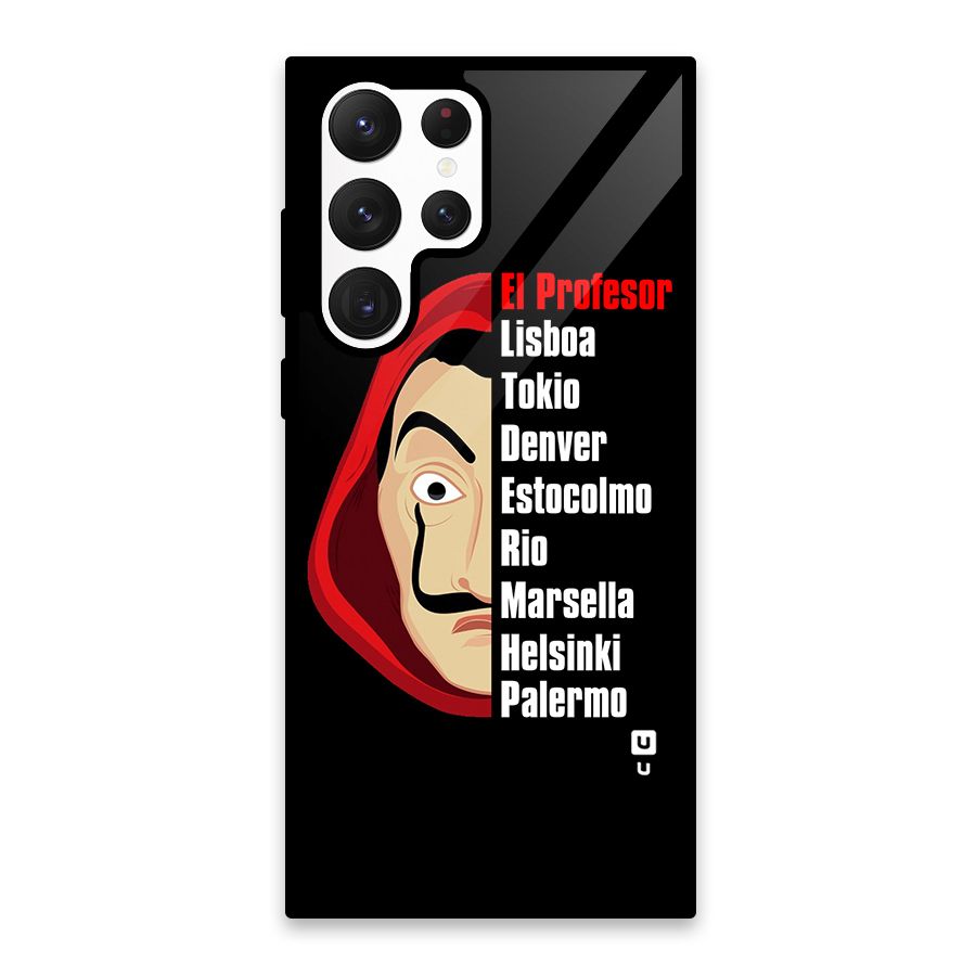 All Members Money Heist Glass Back Case for Galaxy S22 Ultra 5G