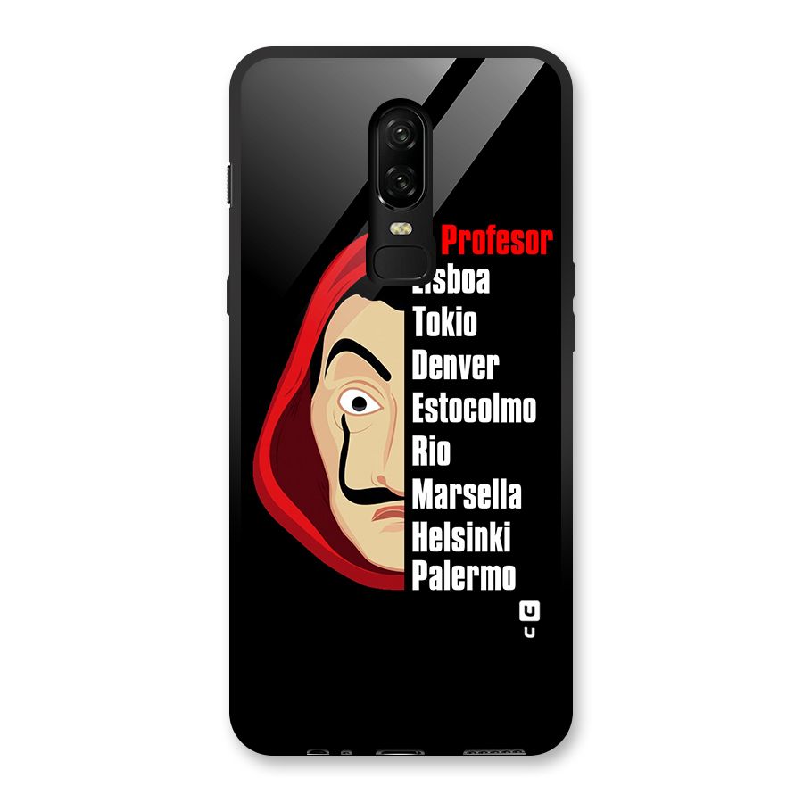 All Members Money Heist Glass Back Case for OnePlus 6