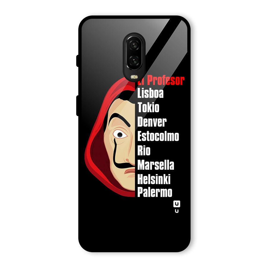 All Members Money Heist Glass Back Case for OnePlus 6T