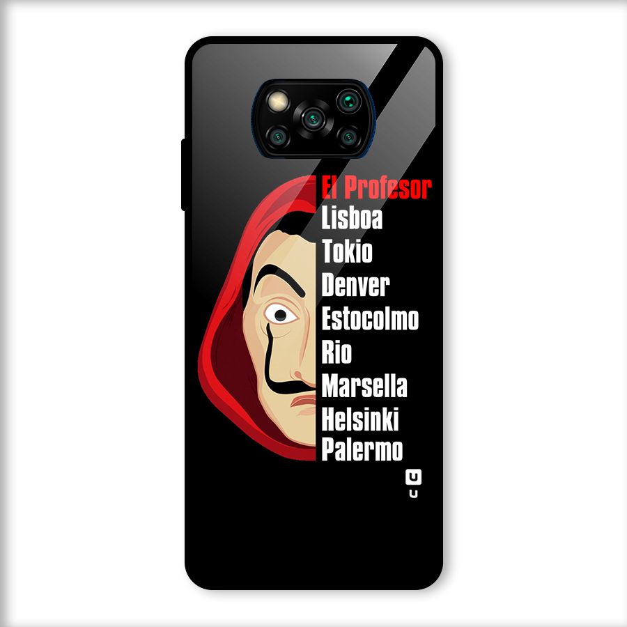 All Members Money Heist Glass Back Case for Poco X3