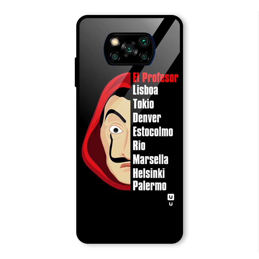All Members Money Heist Glass Back Case for Poco X3 Pro