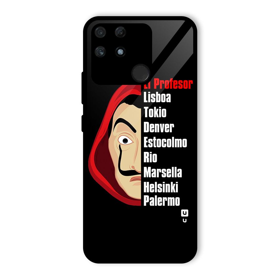 All Members Money Heist Glass Back Case for Realme Narzo 50A