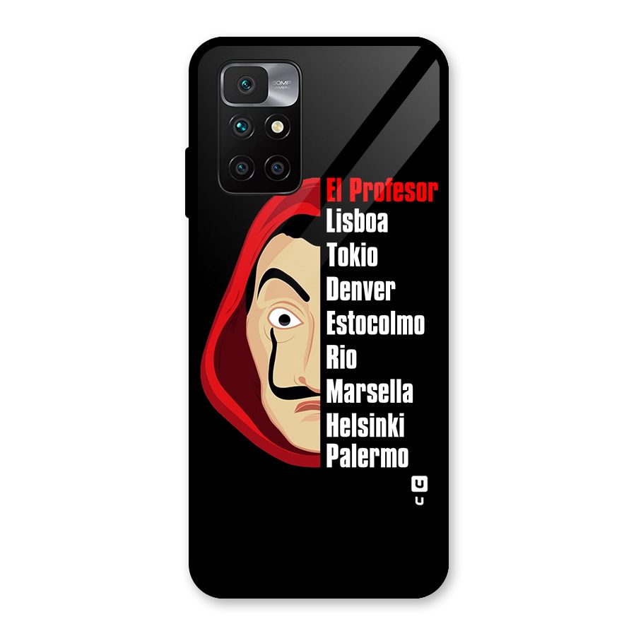 All Members Money Heist Glass Back Case for Redmi 10 Prime
