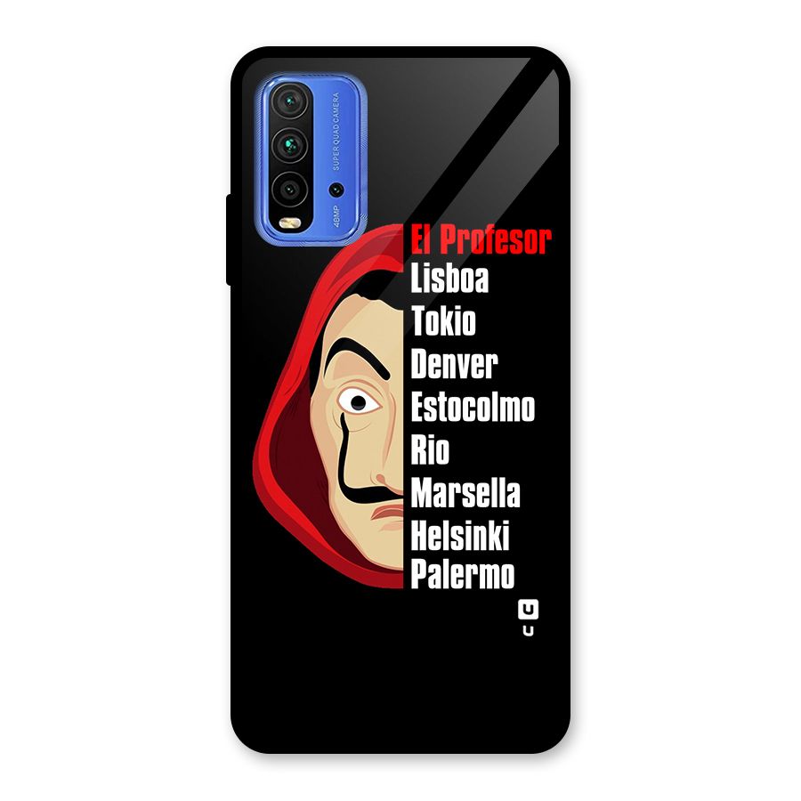 All Members Money Heist Glass Back Case for Redmi 9 Power