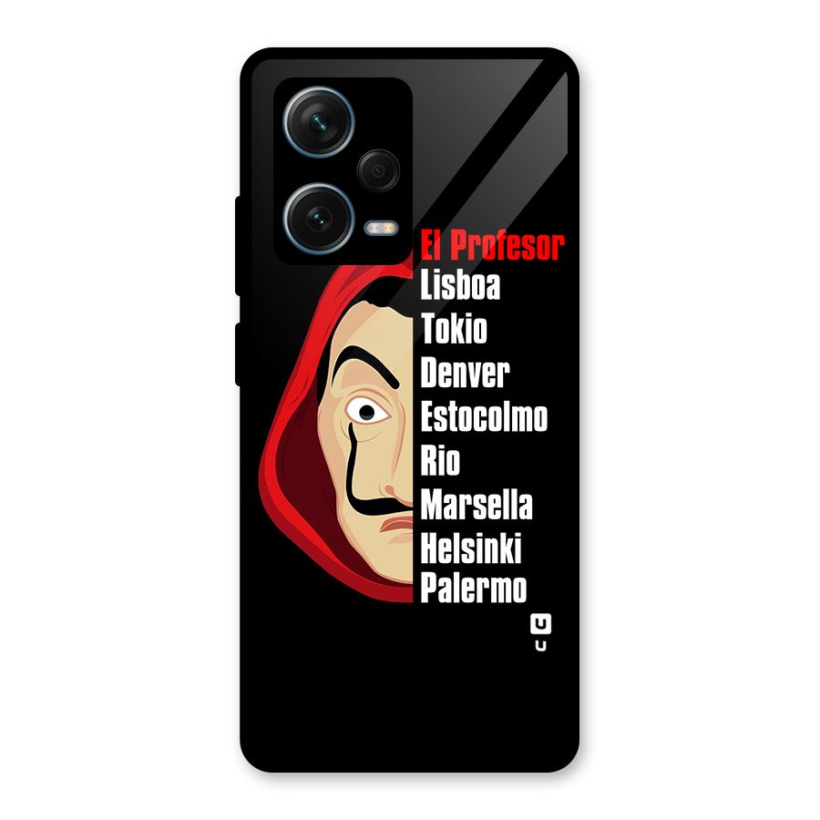 All Members Money Heist Glass Back Case for Redmi Note 12 Pro Plus 5G