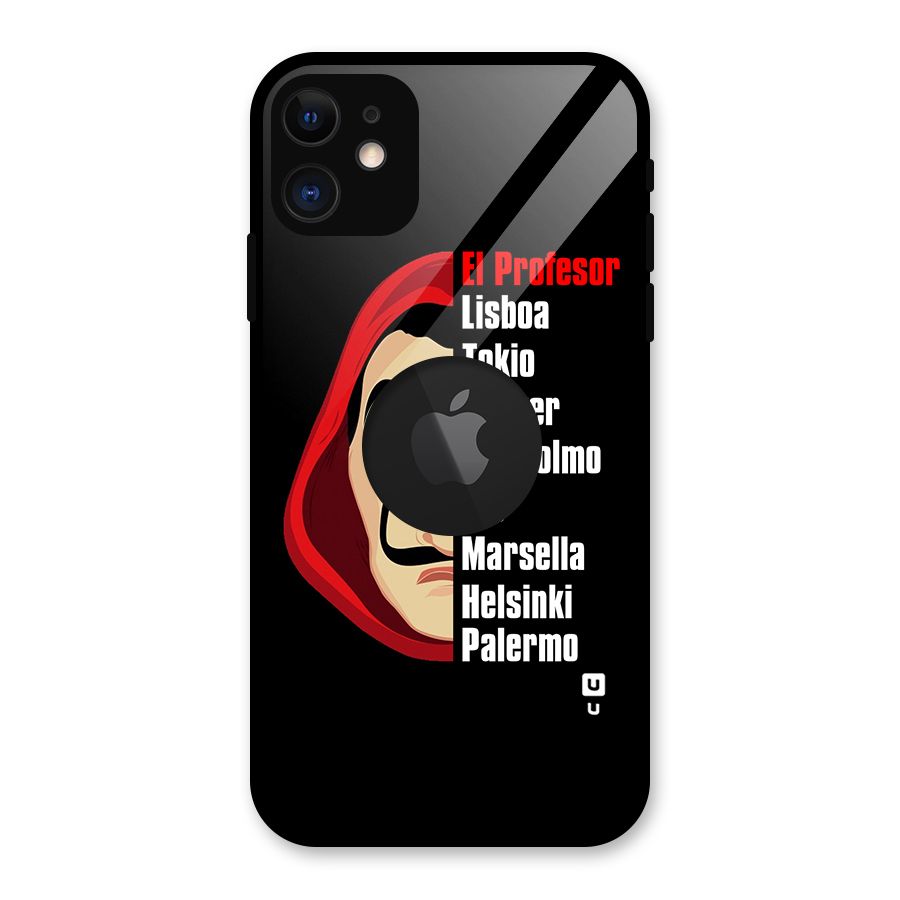 All Members Money Heist Glass Back Case for iPhone 11 Logo Cut