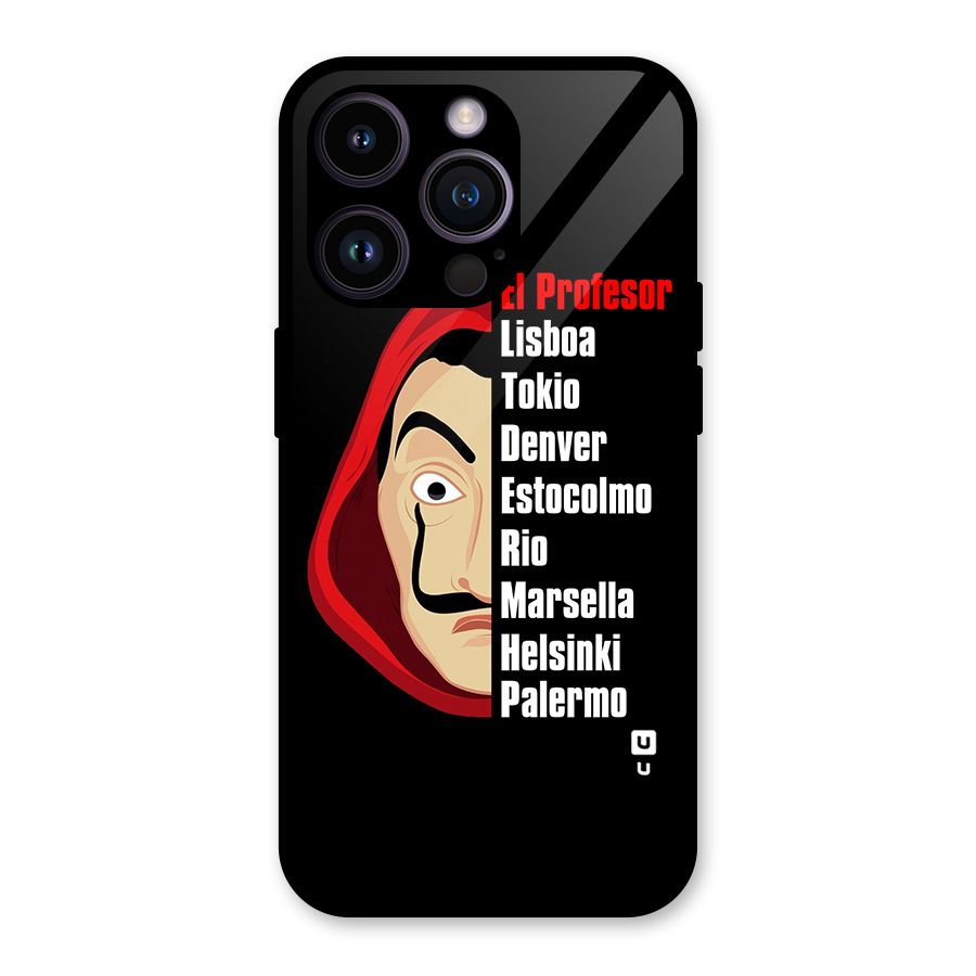 All Members Money Heist Glass Back Case for iPhone 14 Pro