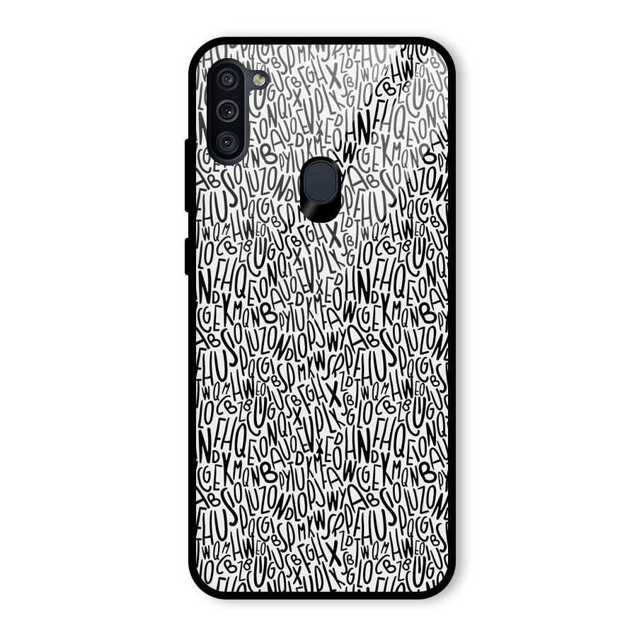 Alphabet Seamless Abstract Glass Back Case for Galaxy M11