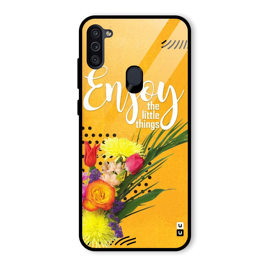 Always Enjoy Little Things Glass Back Case for Galaxy M11