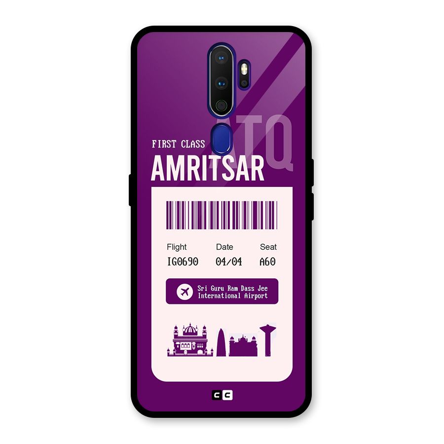 Amritsar Boarding Pass Glass Back Case for Oppo A9 (2020)