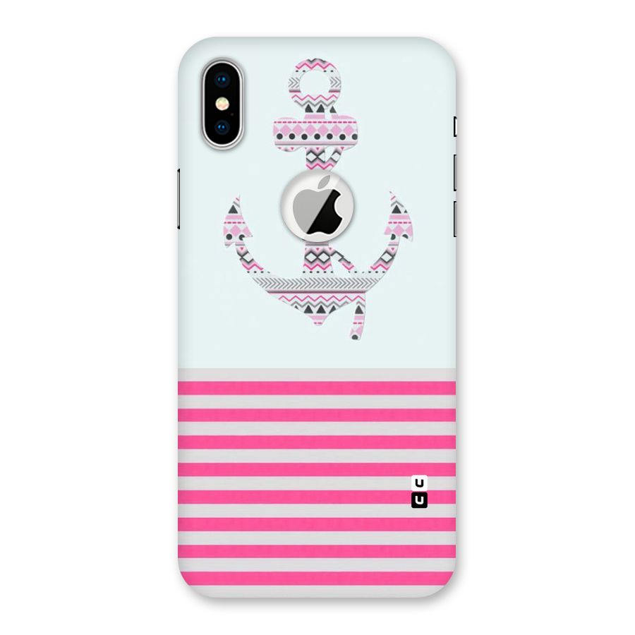 Anchor Design Stripes Back Case for iPhone XS Logo Cut