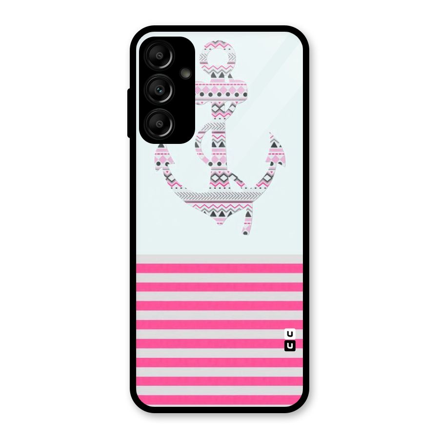 Anchor Design Stripes Glass Back Case for Galaxy A14 5G