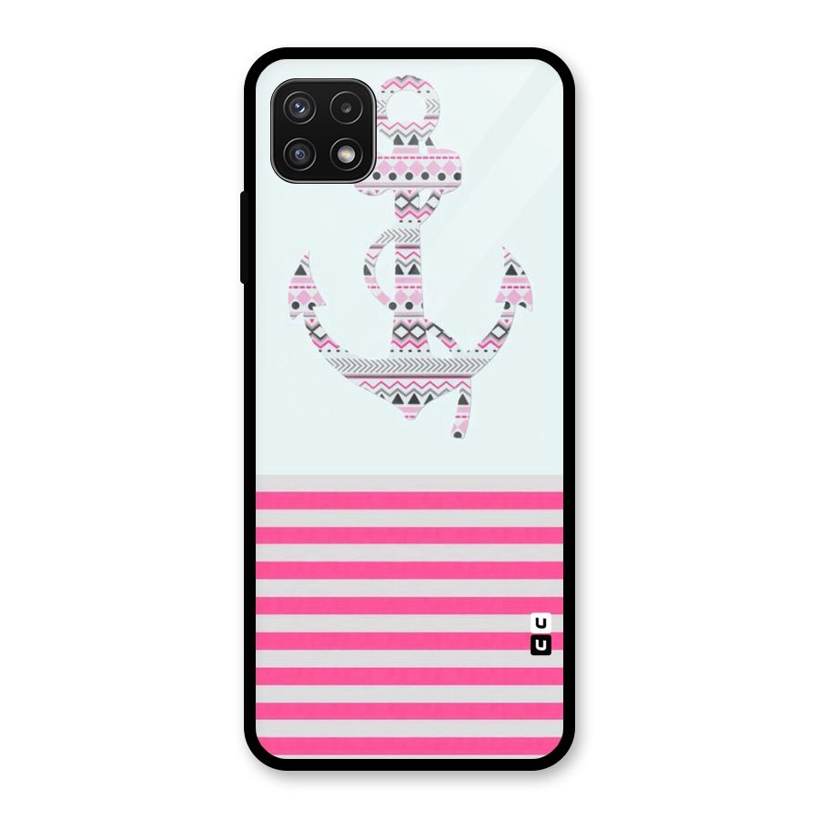 Anchor Design Stripes Glass Back Case for Galaxy A22 5G