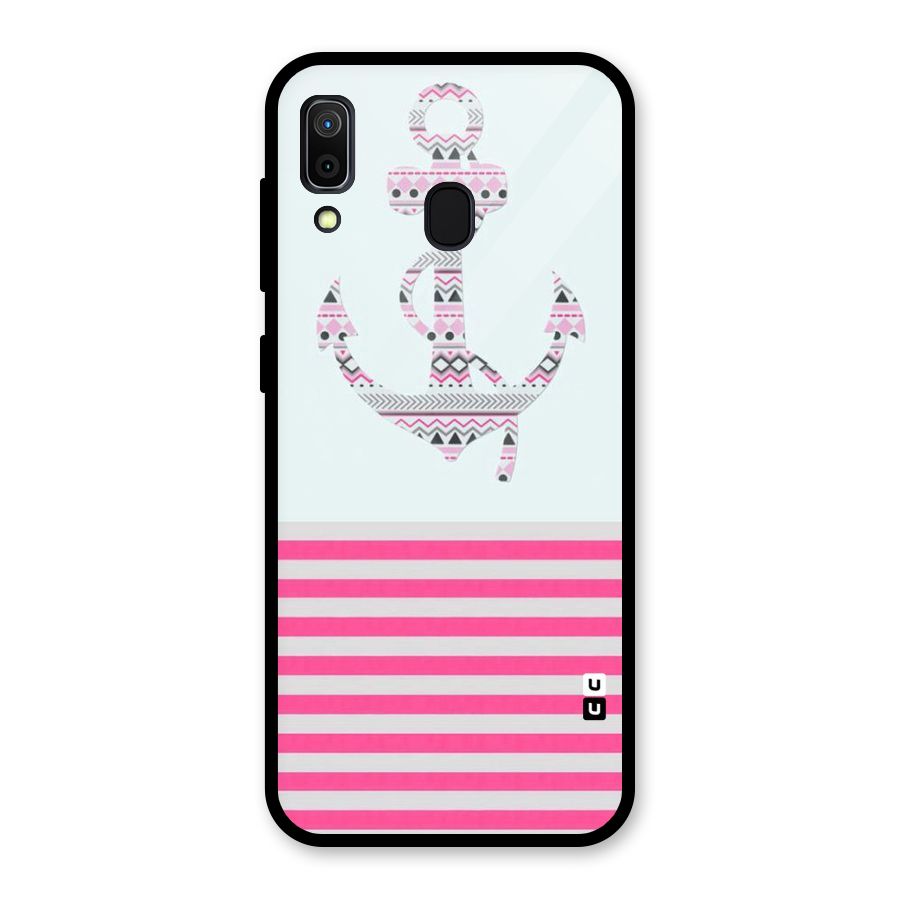 Anchor Design Stripes Glass Back Case for Galaxy A30