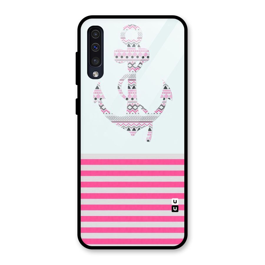 Anchor Design Stripes Glass Back Case for Galaxy A50s
