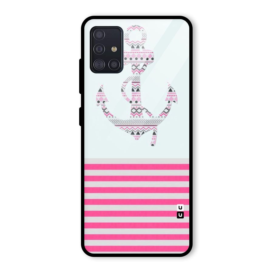 Anchor Design Stripes Glass Back Case for Galaxy A51