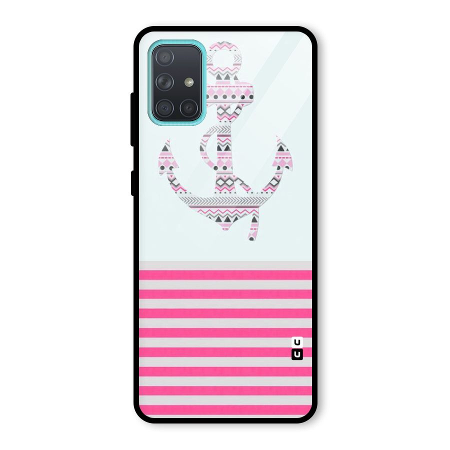 Anchor Design Stripes Glass Back Case for Galaxy A71