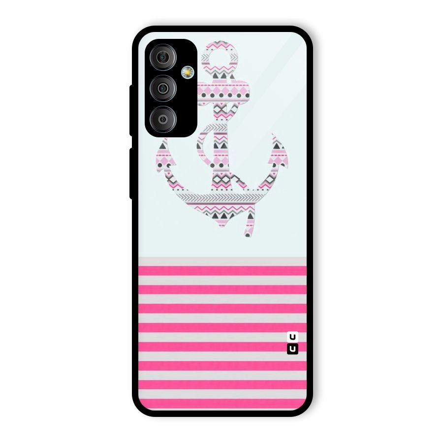 Anchor Design Stripes Glass Back Case for Galaxy F23