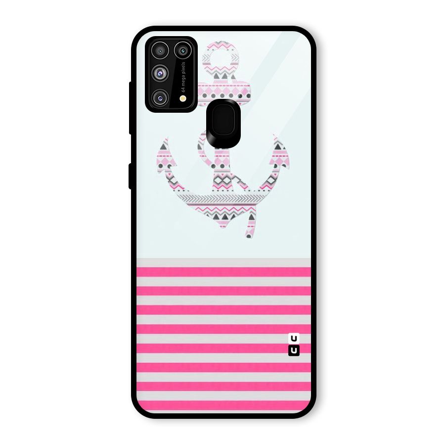 Anchor Design Stripes Glass Back Case for Galaxy F41