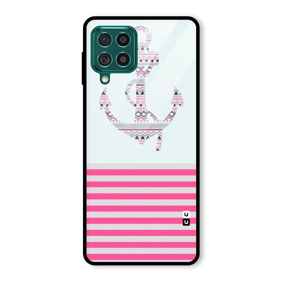 Anchor Design Stripes Glass Back Case for Galaxy F62