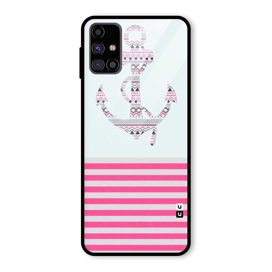 Anchor Design Stripes Glass Back Case for Galaxy M31s