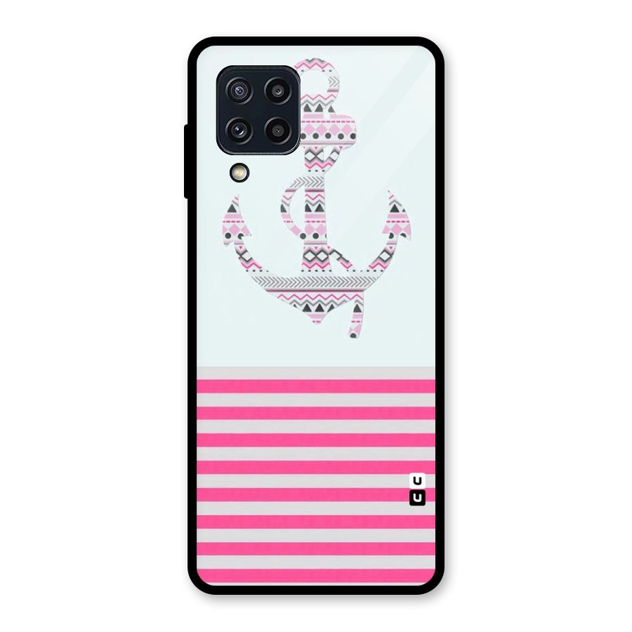 Anchor Design Stripes Glass Back Case for Galaxy M32