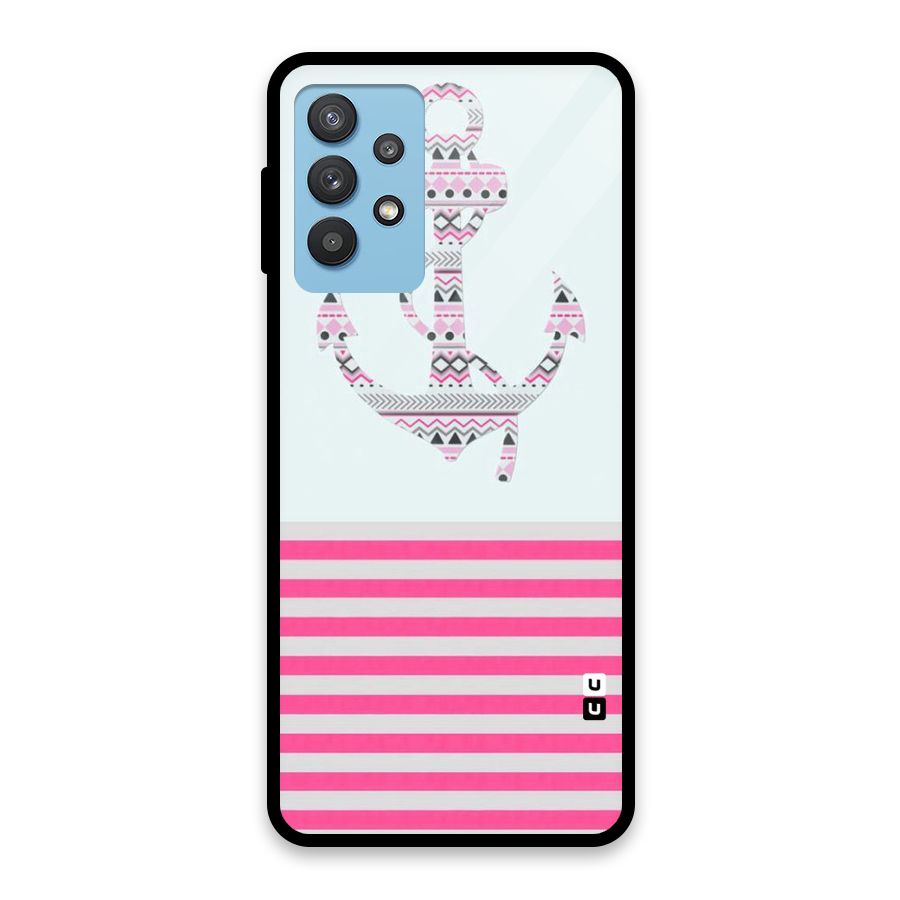 Anchor Design Stripes Glass Back Case for Galaxy M32 5G