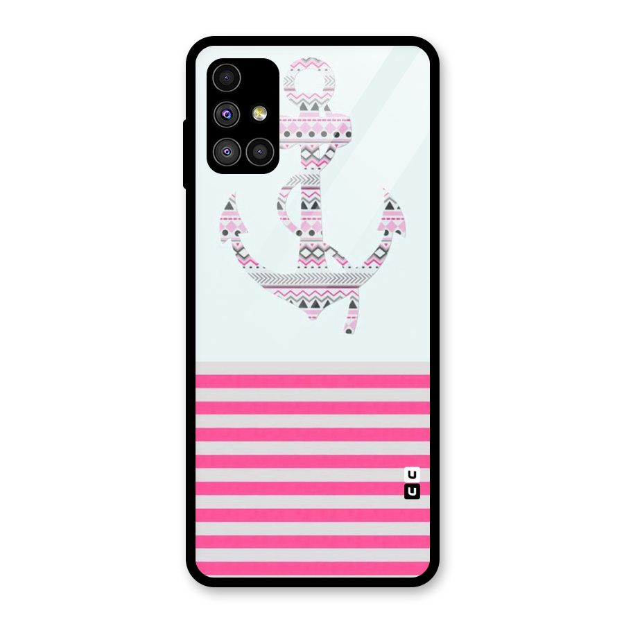 Anchor Design Stripes Glass Back Case for Galaxy M51