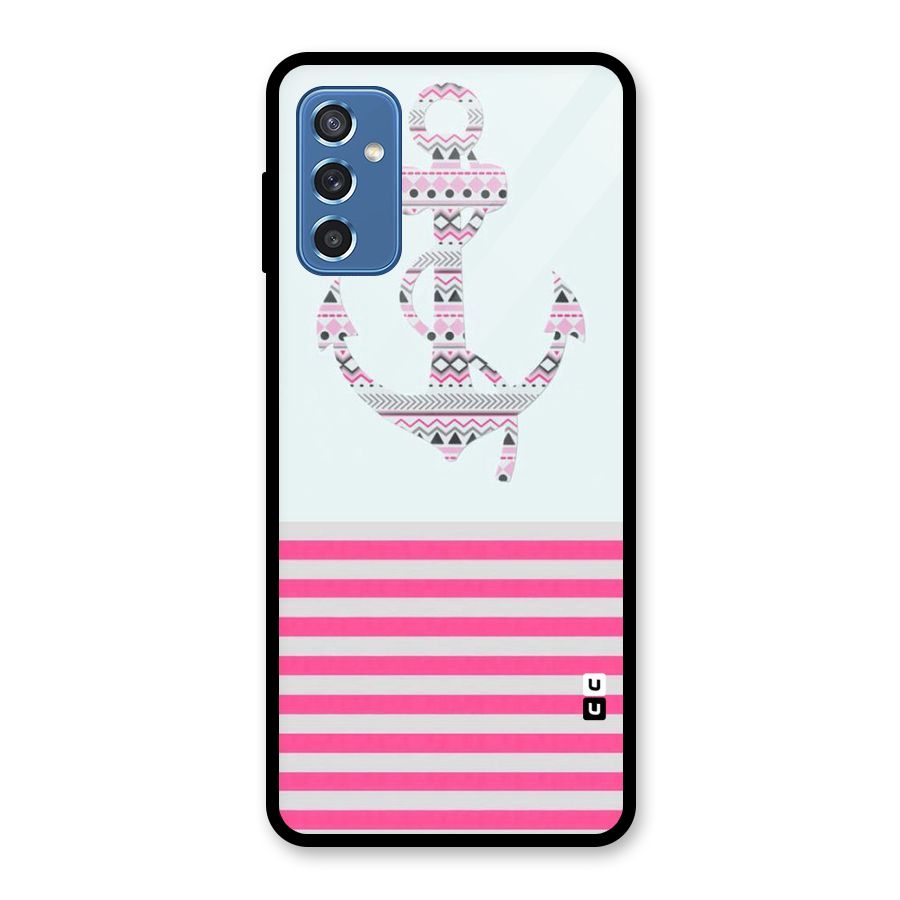 Anchor Design Stripes Glass Back Case for Galaxy M52 5G