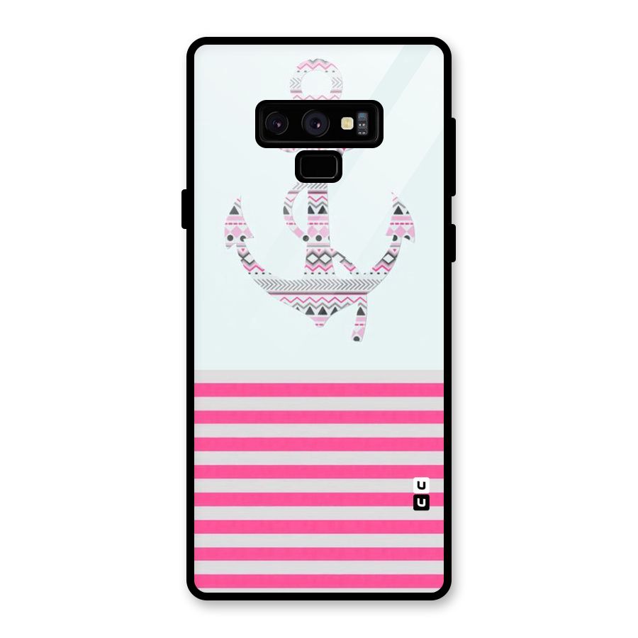 Anchor Design Stripes Glass Back Case for Galaxy Note 9